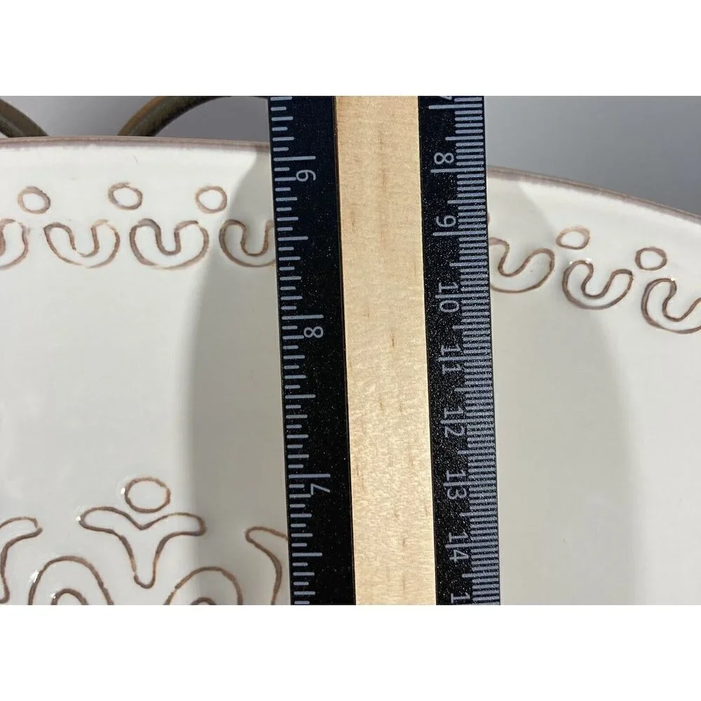 Pier One Creamy White Terracotta 14”x9”Glazed Farmhouse Mid Transitional Platter